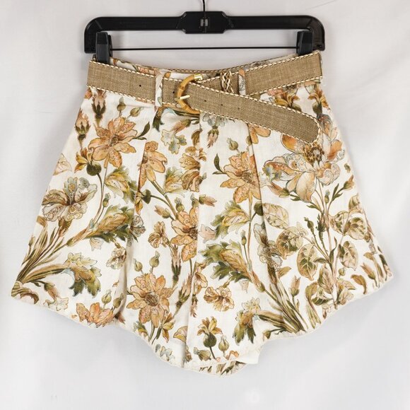 Zimmermann Chintz Tie-Neck Blouse And Mini Shorts In Pink Daisy Floral Size 0P/1 - Picture 9 of 14